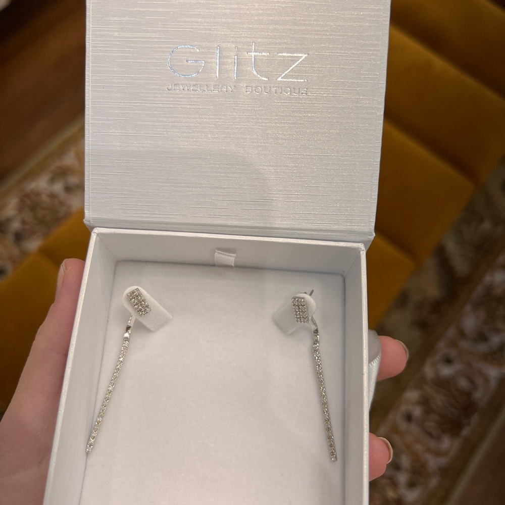 Glitz Silver Drop Earrings